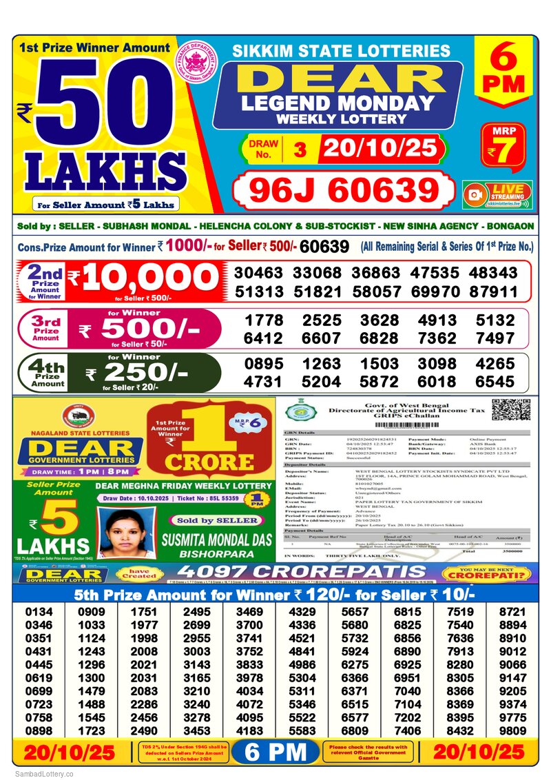 6:00 PM Lottery Result