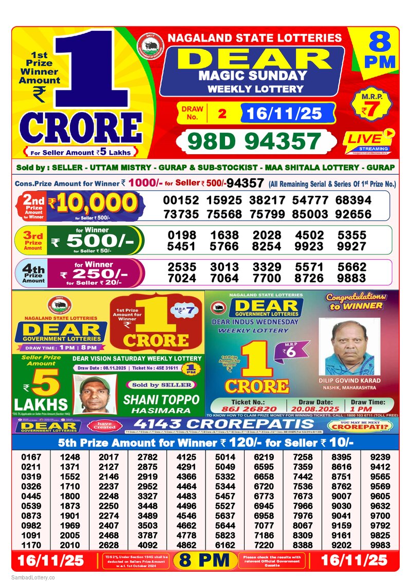 8:00 PM Lottery Result