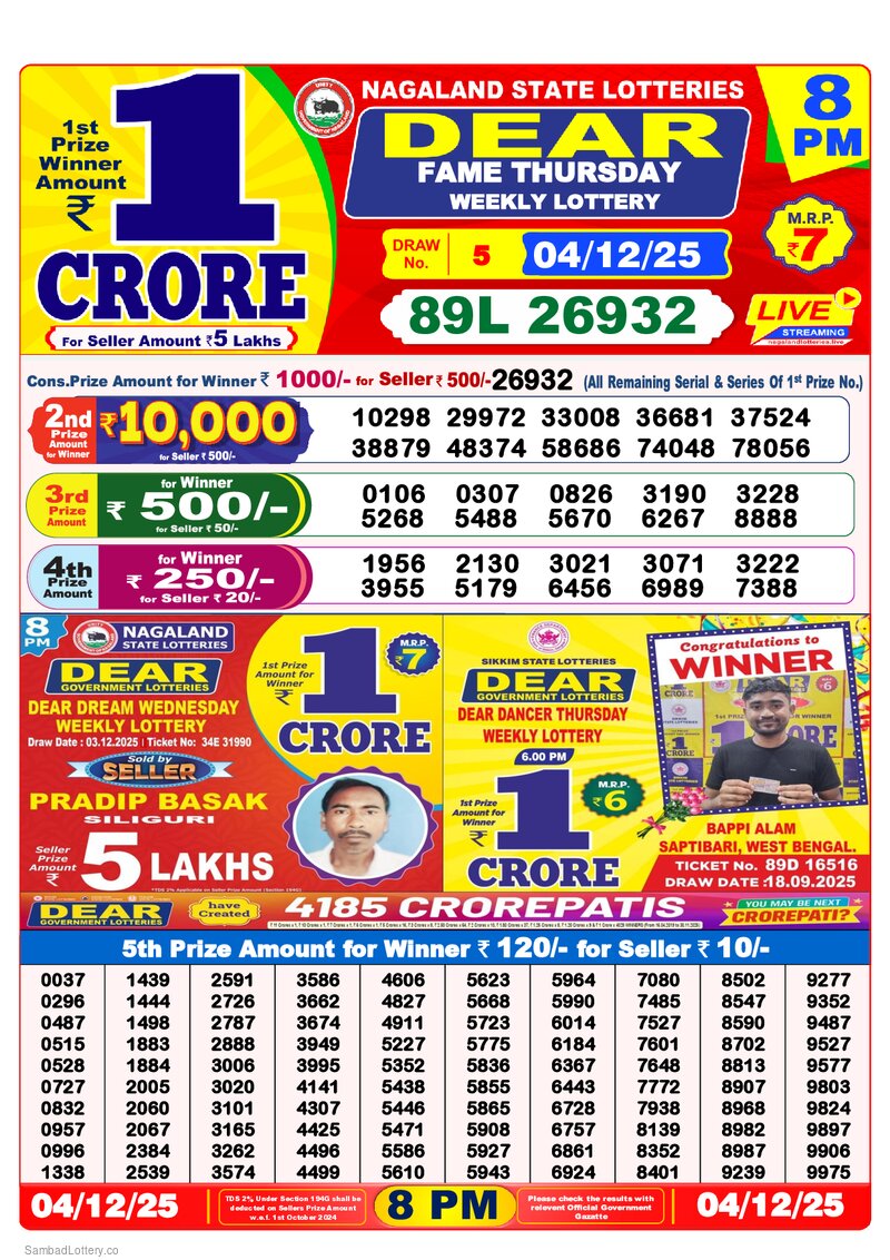 8:00 PM Lottery Result